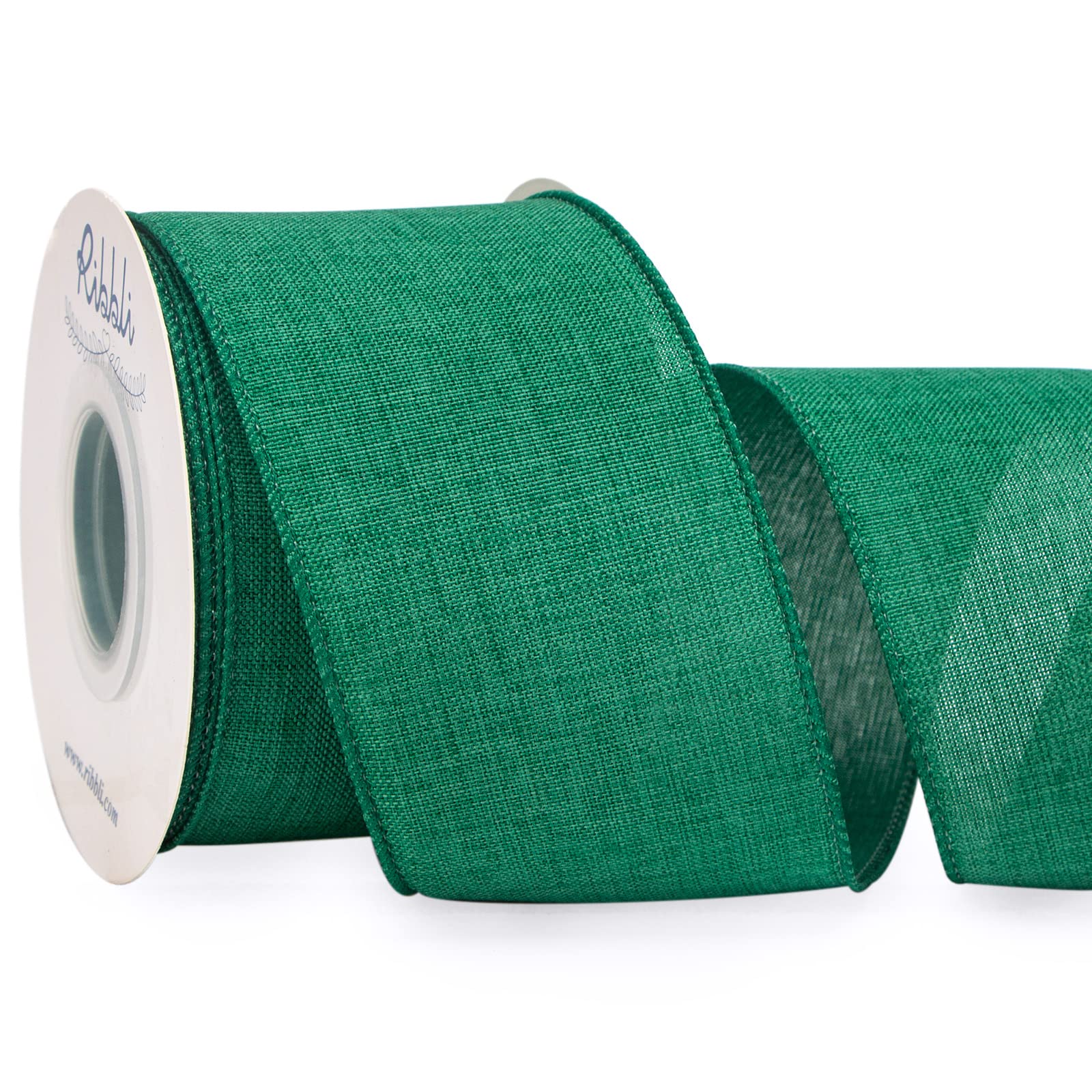 Amazon.com: Ribbli Emerald Green Linen Wired Ribbon, 2-1/2 Inch x
